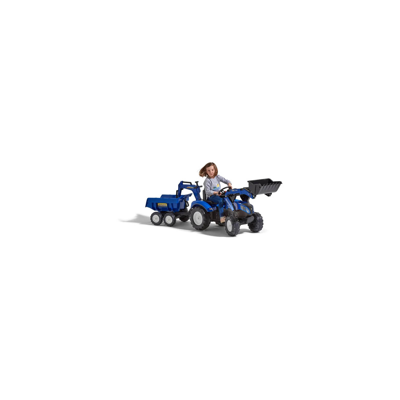 Веломобіль Falk Ranch трактор на педалях з причепом Синій (3016203090233) (3090W) зображення 8