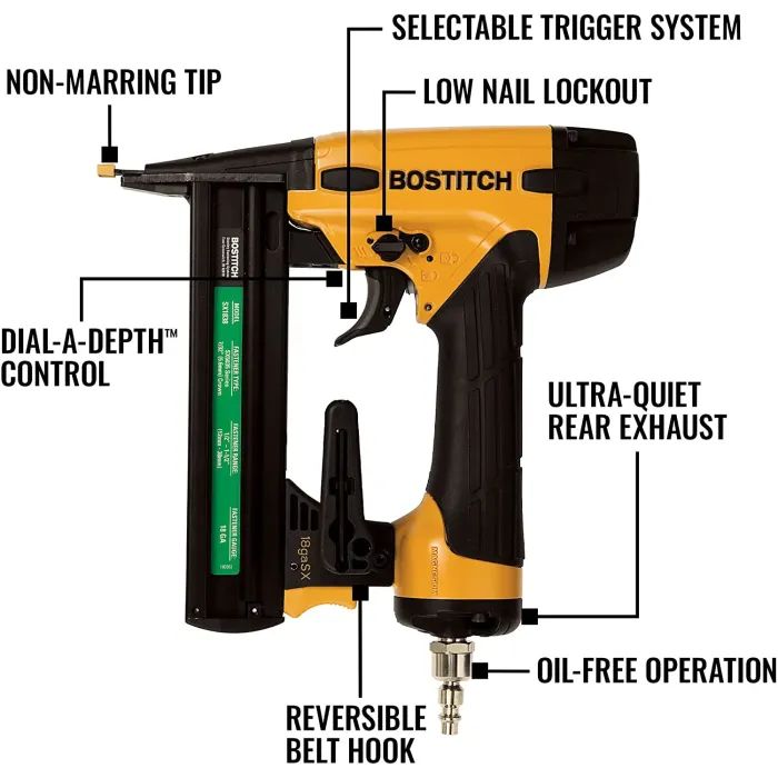Степлер строительный Bostitch пневматический, тип крепежа SX, длина 12-38 мм (SX1838-E) изображение 4
