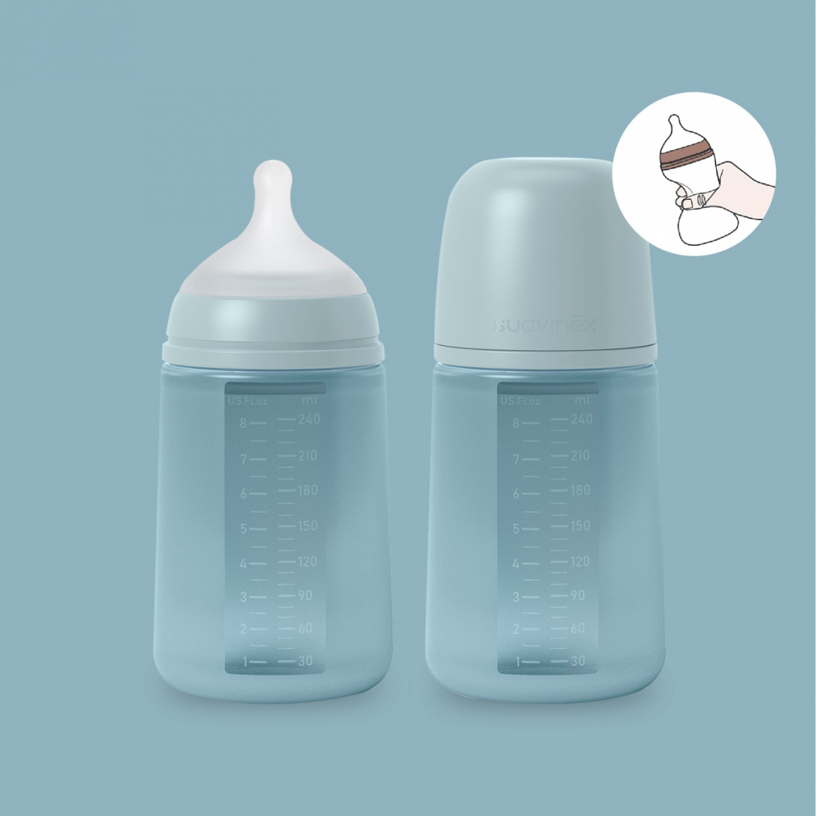 Пляшечка для годування Suavinex Colour Essence силіконова, повільний потік,240 мл, нюдова (308072) зображення 4
