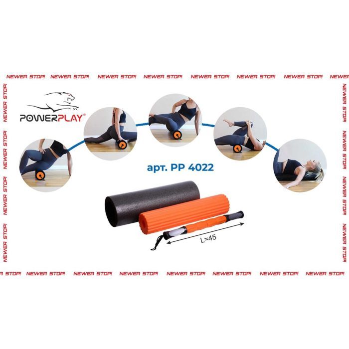 Масажный ролик PowerPlay Therapy Roller 022 Набір 3 в 1 Чорно-Помаранчевий (PP_4022) изображение 6