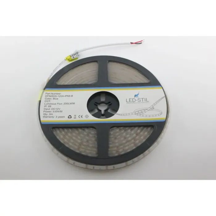 Світлодіодна стрічка LED-STIL 9,6 Вт/м 2835 120 діодів IP68 12 Вольт 130 lm СИНІЙ (DFN2835-120A-IP68-B) зображення 3