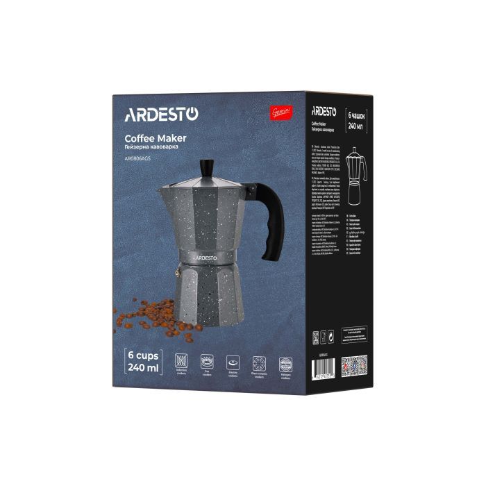 Гейзерная кофеварка Ardesto Gemini Molise 6 чашок (AR0806AGS) изображение 11