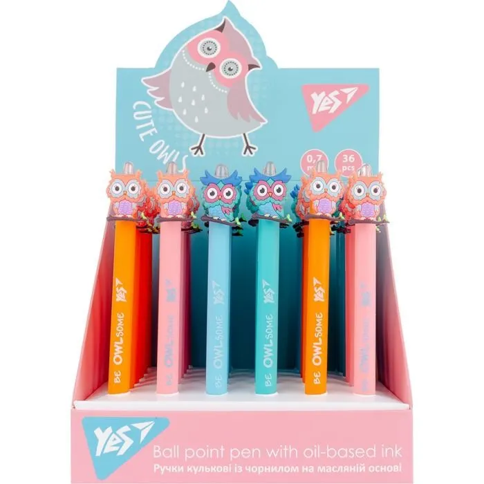 Ручка шариковая Yes Cute owl автоматическая 0,7 мм синяя (412007) изображение 5