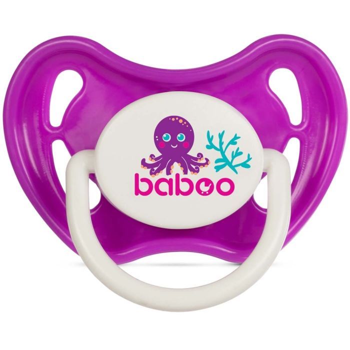 Пустышка Baboo Sea Life силиконовая, 0+ мес (фиолетовая) (5-031)