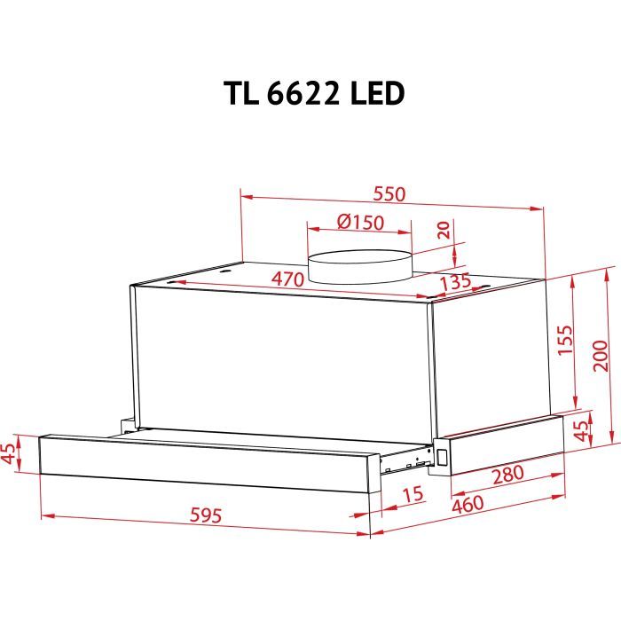 Витяжка кухонна Perfelli TL 6622 I 1000 LED зображення 12