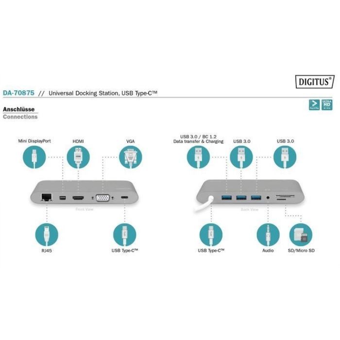 Порт-реплікатор Digitus USB-C, 11 Port (DA-70875) зображення 6