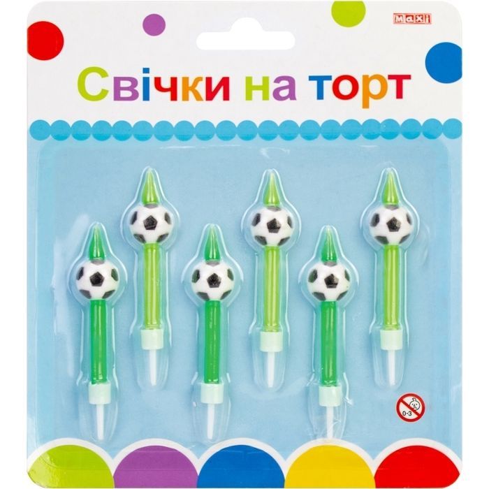 Свеча Maxi Мячи 6 шт, 6 подставок к свечам (MX620158)