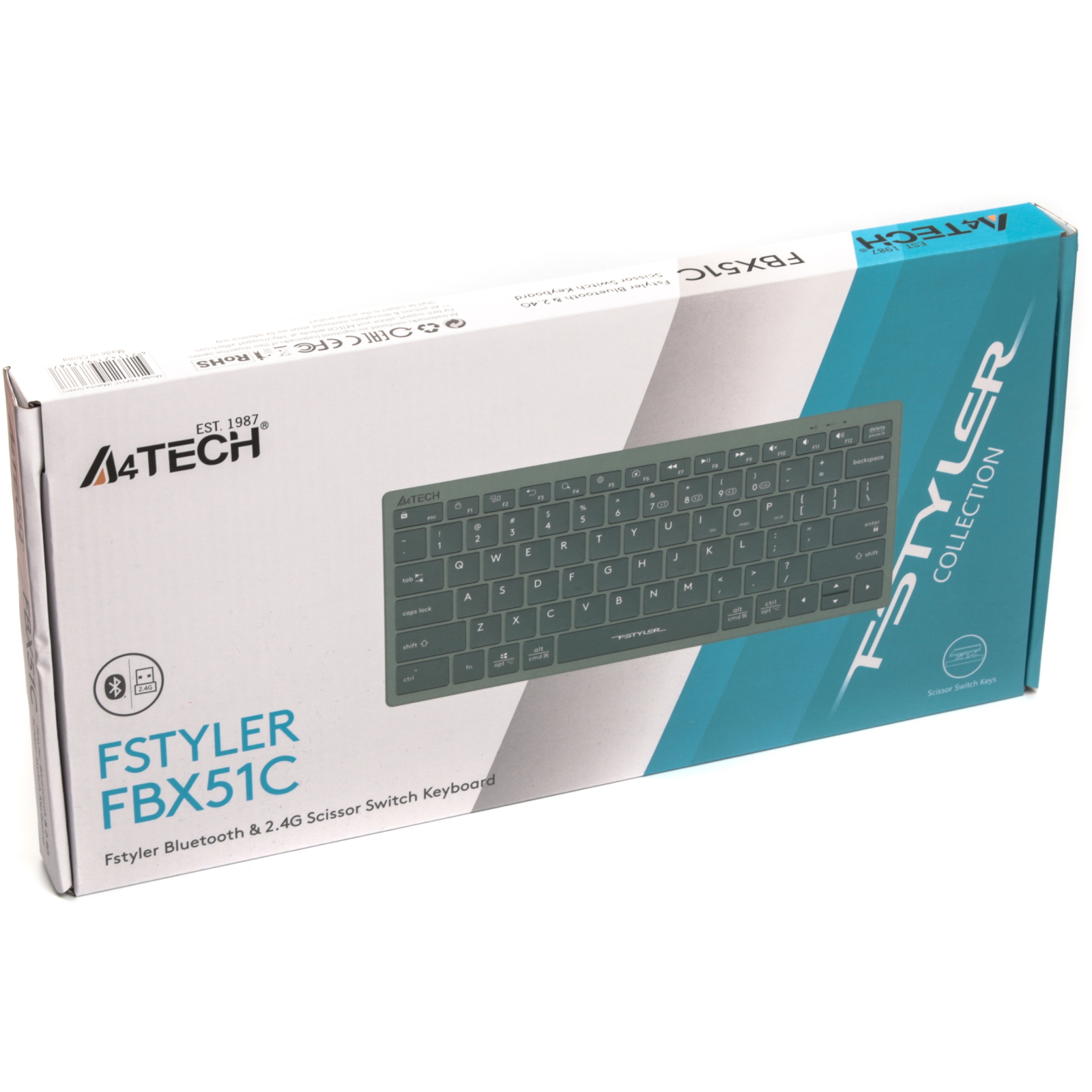 Клавіатура A4Tech FBX51C Wireless/Bluetooth Matcha Green (FBX51C Matcha Green) зображення 6