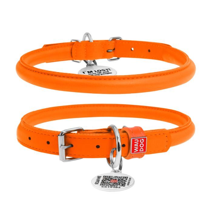 Нашийник для тварин WAUDOG Glamour з QR паспортом, круглий, S рожевий (35057)