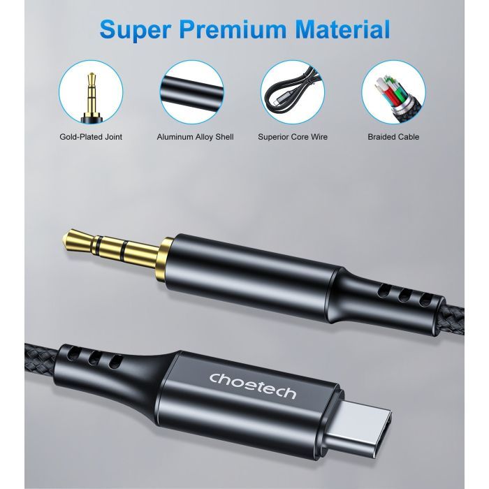 Переходник USB-C to jack 3.5mm stereo audio (CDLA) 2.0m Choetech (AUX008-BK) изображение 4