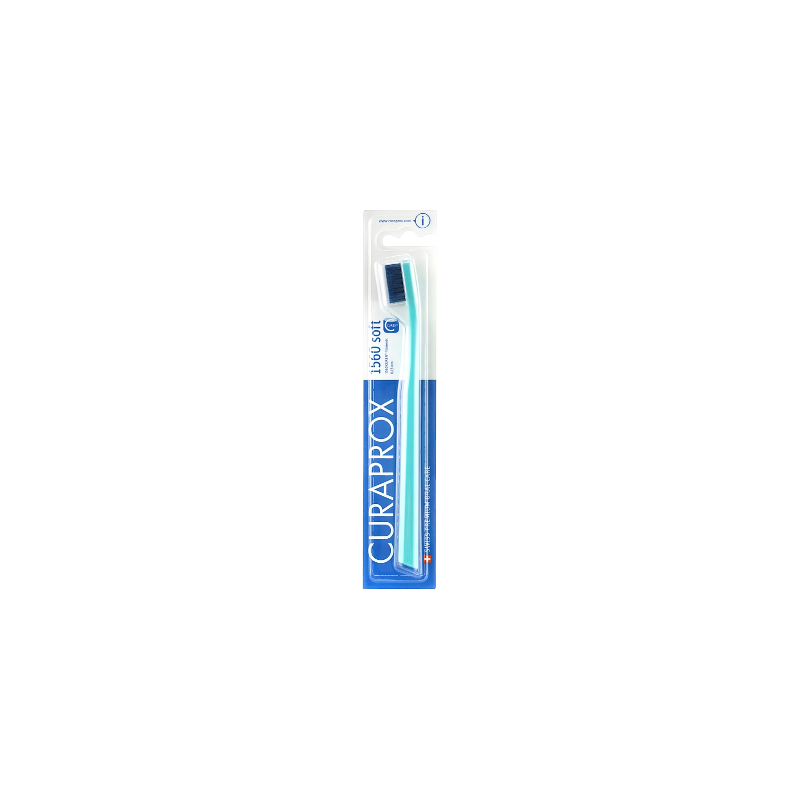 Зубна щітка Curaprox CS 1560 Soft М'яка D 0.15 мм Бірюзова із синьою щетиною (CS 1560-05)