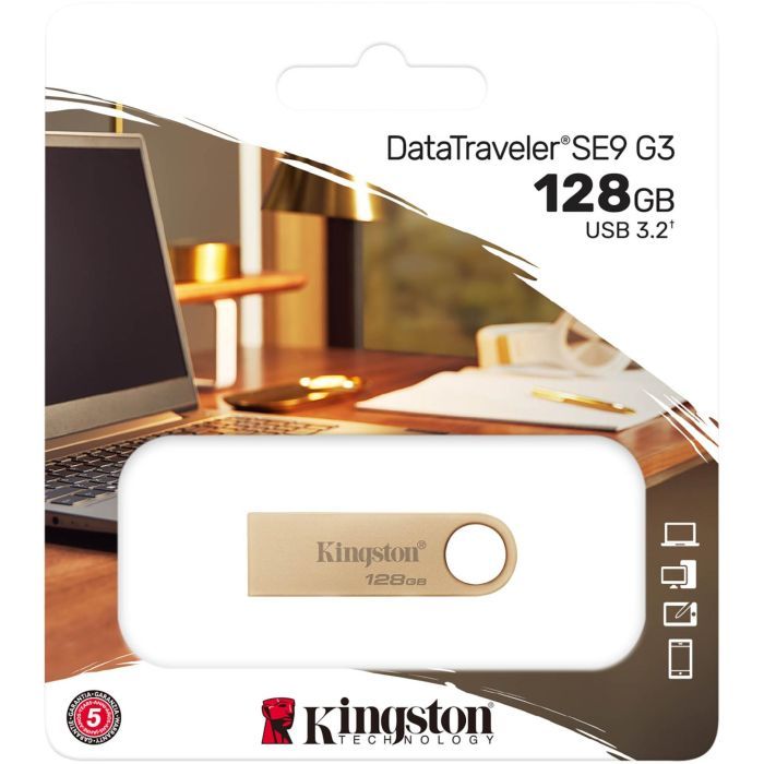 USB флеш накопитель Kingston 128GB DataTraveler SE9 G3 Gold USB 3.2 (DTSE9G3/128GB) изображение 6