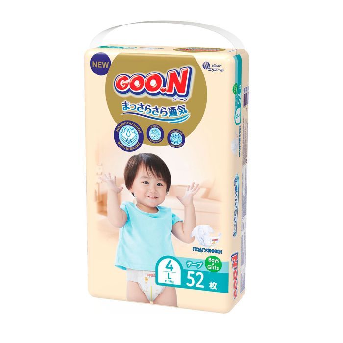 Подгузники GOO.N Premium Soft 9-14 кг Размер 4 L На липучках 52 шт (F1010101-155) изображение 2