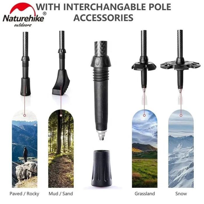 Трекінгові палиці Naturehike NH20DS003 135 см чорний/червоний 2 шт (6927595746233) зображення 3