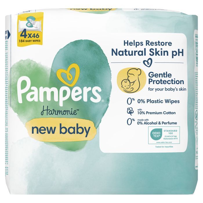 Детские влажные салфетки Pampers Harmonie New baby 24 пачки х 46 шт (8006540815953) изображение 2