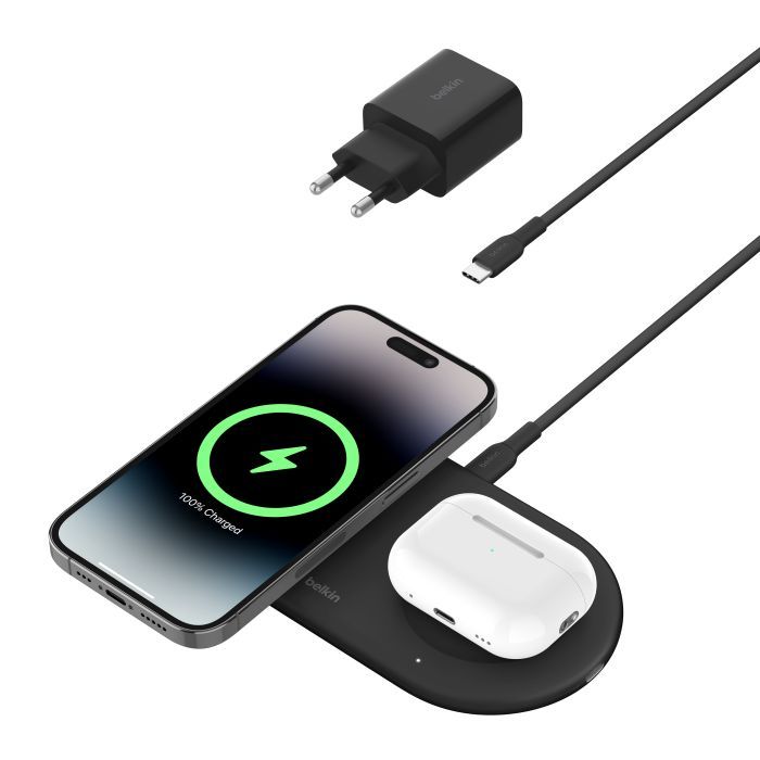 Зарядное устройство Belkin 2in1 15W Pad Qi2 black (WIZ021VFBK) изображение 3