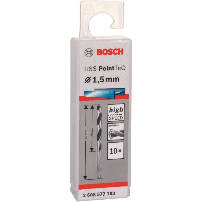 Сверло Bosch по металлу HSS-PointTeQ, 1.5х18х40мм, 10шт (2.608.577.183) изображение 3