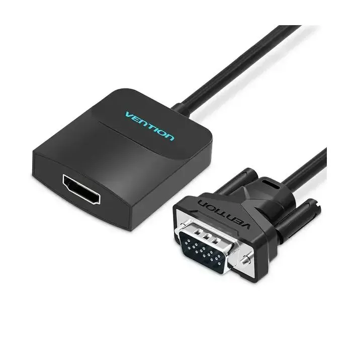 Переходник VGA 15F to HDMI M 1080P 60Hz 3,5mm Audio 0.15m Vention (ACNBB)