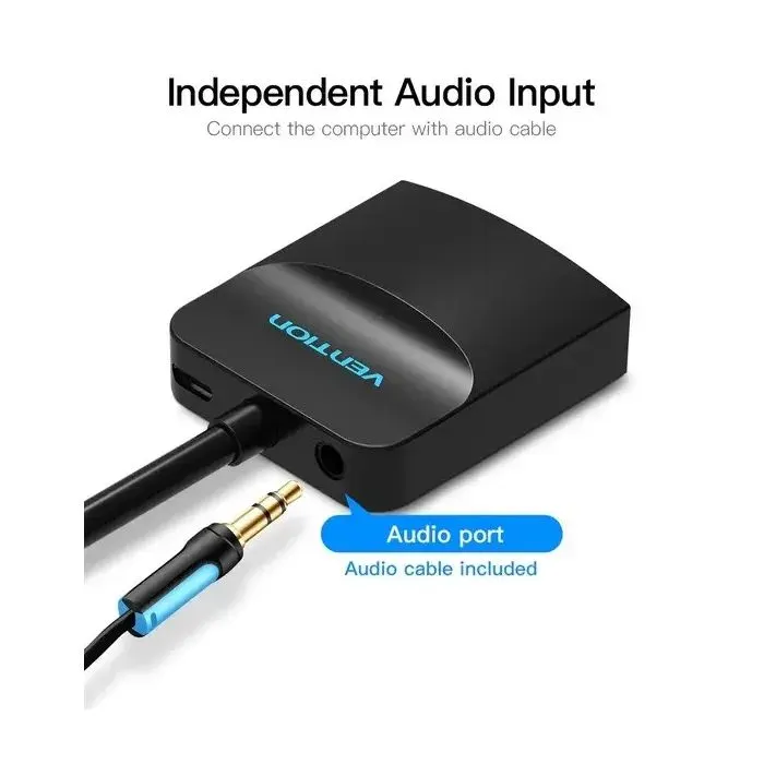 Переходник VGA 15F to HDMI M 1080P 60Hz 3,5mm Audio 0.15m Vention (ACNBB) изображение 4