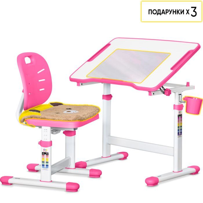 Парта со стулом Evo-kids Pink (Evo-07 Ergo PN) изображение 3