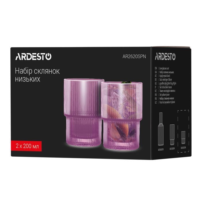 Набор стаканов Ardesto 200мл, 2шт, скло, золотистий (AR2620GG) изображение 7