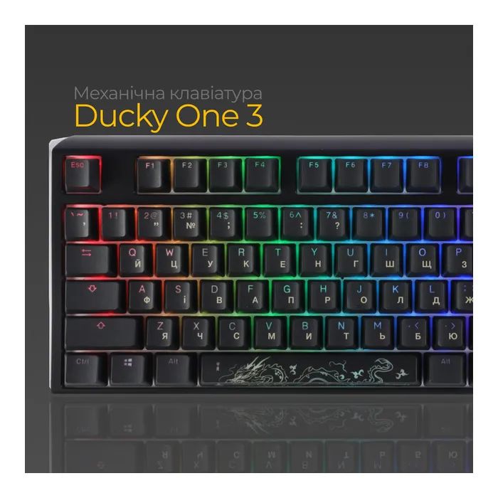 Клавиатура Ducky One 3 TKL Cherry MX Blue RGB UA USB Black (DKON2187ST-CUAPXCLAWSC1) изображение 3