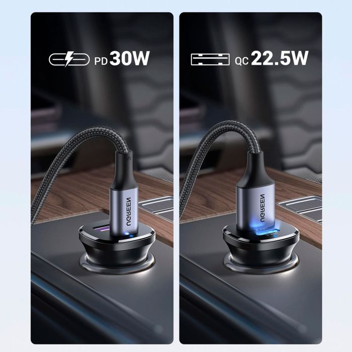 Зарядное устройство Ugreen 2xUSB 30W (USB-A + USB-C) QC 4.0 Сіра (EC305) (25845) изображение 3