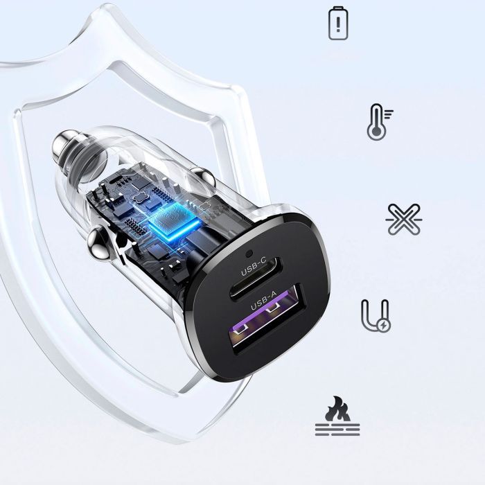 Зарядное устройство Ugreen 2xUSB 30W (USB-A + USB-C) QC 4.0 Сіра (EC305) (25845) изображение 4