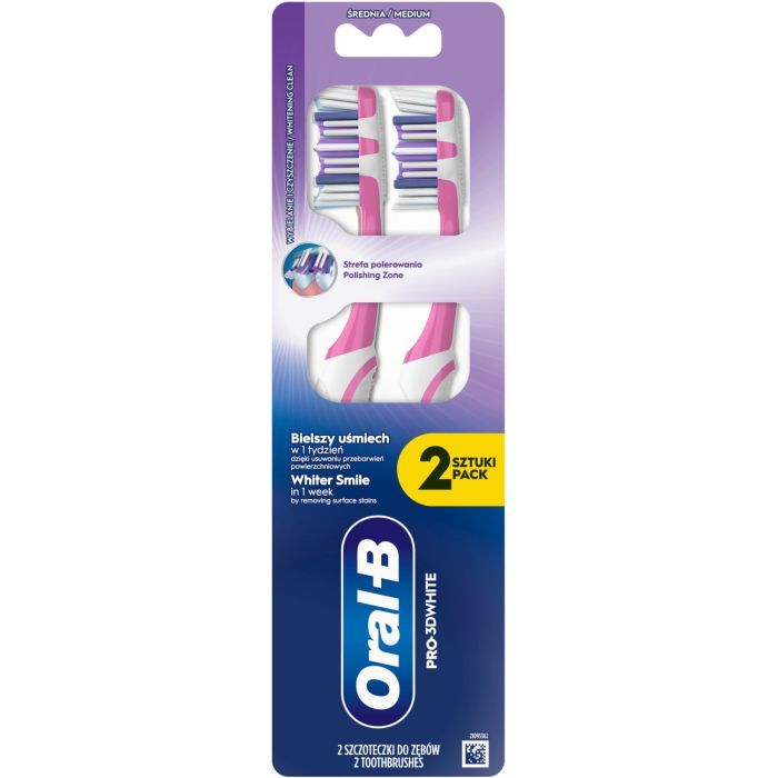 Зубна щітка Oral-B Pro 3D White Відбілювання Середньої жорсткості 1 шт. (8700216459518) зображення 2