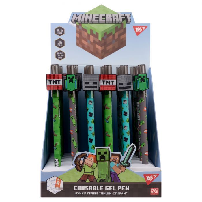 Ручка гелевая Yes пиши-стирай Minecraft 0,5 мм, синяя (420378) изображение 4