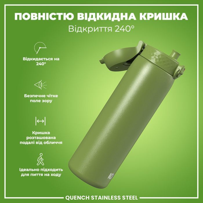 Пляшка для води ION8 OneTouch Stainless Steel 1200 мл Grey (I8SS1000GRY) зображення 3