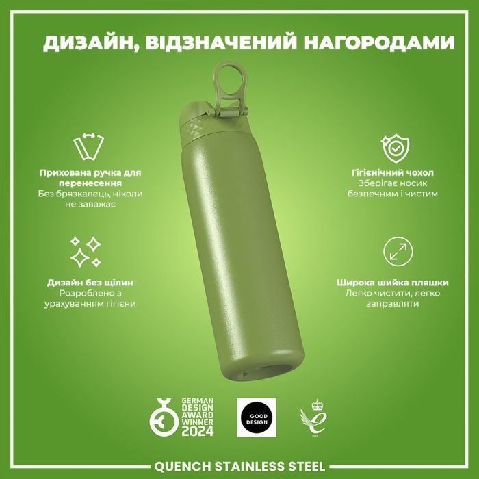 Пляшка для води ION8 OneTouch Stainless Steel 1200 мл Grey (I8SS1000GRY) зображення 4
