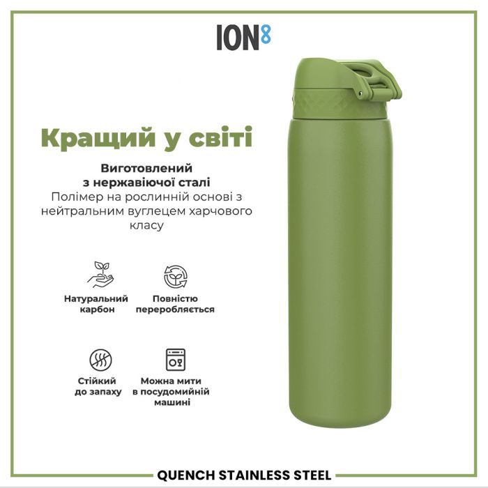 Пляшка для води ION8 OneTouch Stainless Steel 1200 мл Grey (I8SS1000GRY) зображення 6