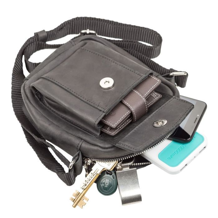 Сумка Shvigel З вінтажної шкіри Чорна (11076) зображення 5