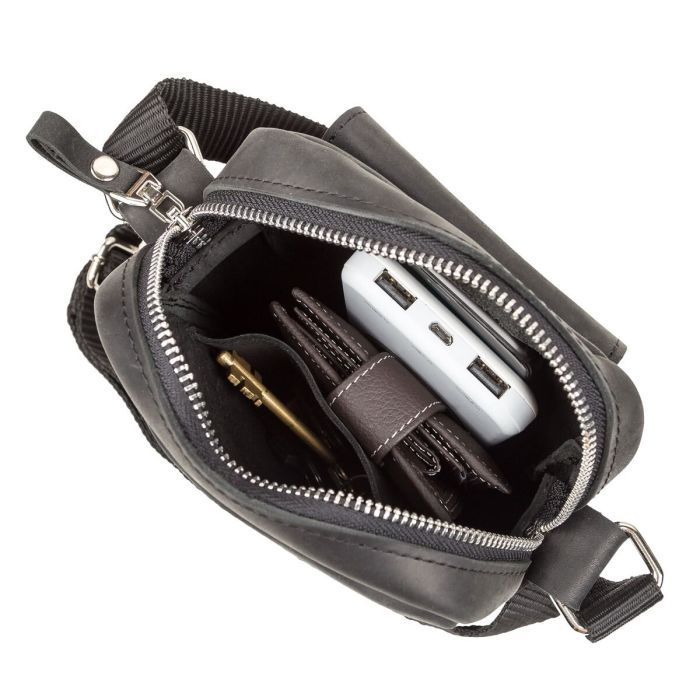 Сумка Shvigel З вінтажної шкіри Чорна (11076) зображення 6