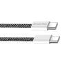 Дата кабель USB-C to USB-C 2.0m (braided cotton) (PD Fast Charging 60W) 3.0А black ColorWay (CW-CBPDCC068-BK) изображение 2