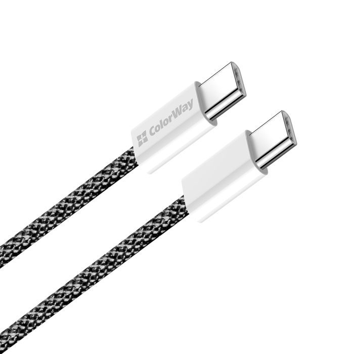 Дата кабель USB-C to USB-C 2.0m (braided cotton) (PD Fast Charging 60W) 3.0А grey ColorWay (CW-CBPDCC068-GR) изображение 3