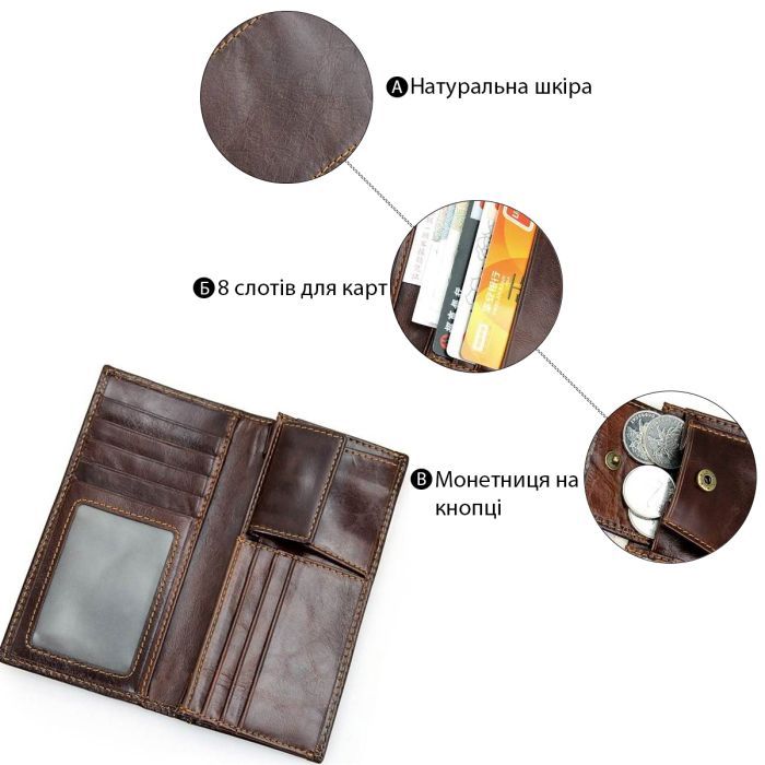Кошелек Vintage Из натуральной кожи Коричневый (14536) изображение 5