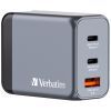 Зарядное устройство Verbatim GaN 65 W 3 ports (2xUSB-C-65 W /USB-A -3.0) (32201)