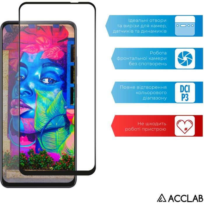 Скло захисне ACCLAB Full Glue Oppo A80 Black (1283126598883) зображення 5