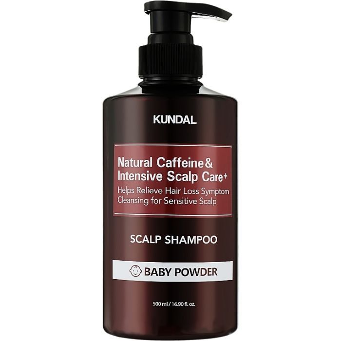 Шампунь Kundal Natural Caffeine & Intensive Scalp Care Shampoo Baby Powder 500 мл (8809568745758)