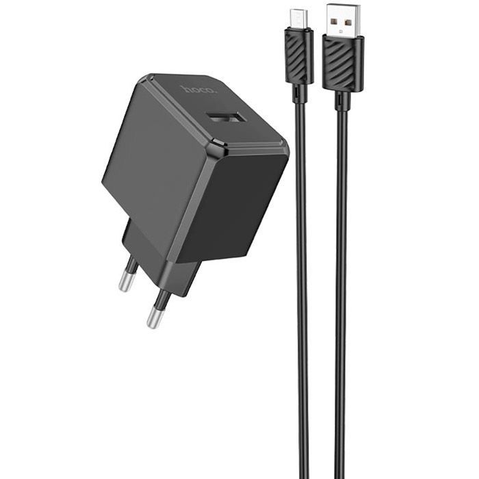 Зарядное устройство HOCO CS11A Ocean USB + cable USB to Micro 5P 10.5W Black (6942007603584)