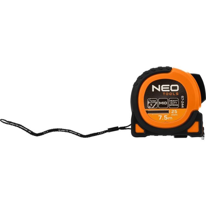 Рулетка Neo Tools Super Black, 7.5мx25мм, с фиксатором сматывания, магнит (67-244) изображение 2