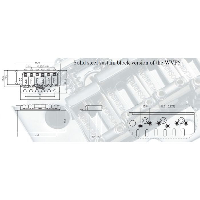Бридж для гітари Paxphil WVP6SB Chrome зображення 2