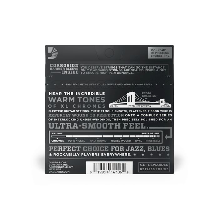 Струни для гітари D'Addario XL Chromes Medium (13-56) (ECG26) зображення 3