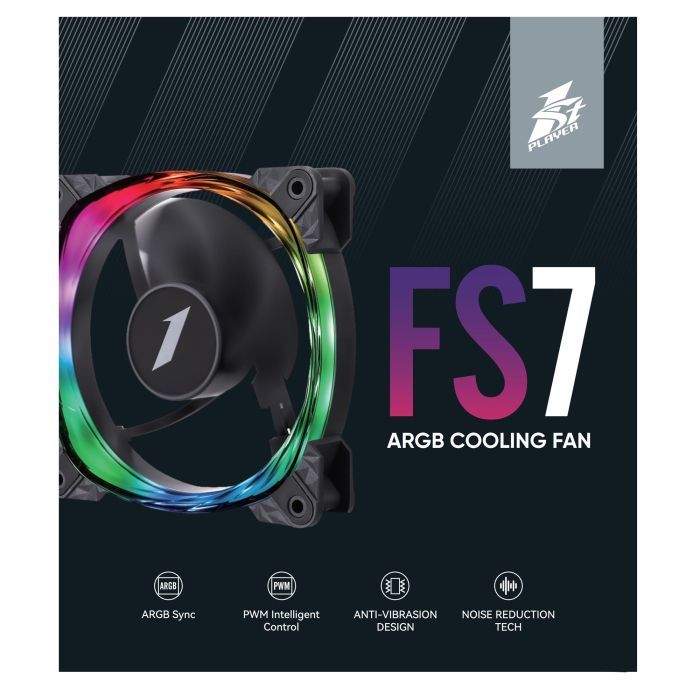 Кулер для корпуса 1stPlayer FS7 Black (FS7-BK-1IN1) изображение 9