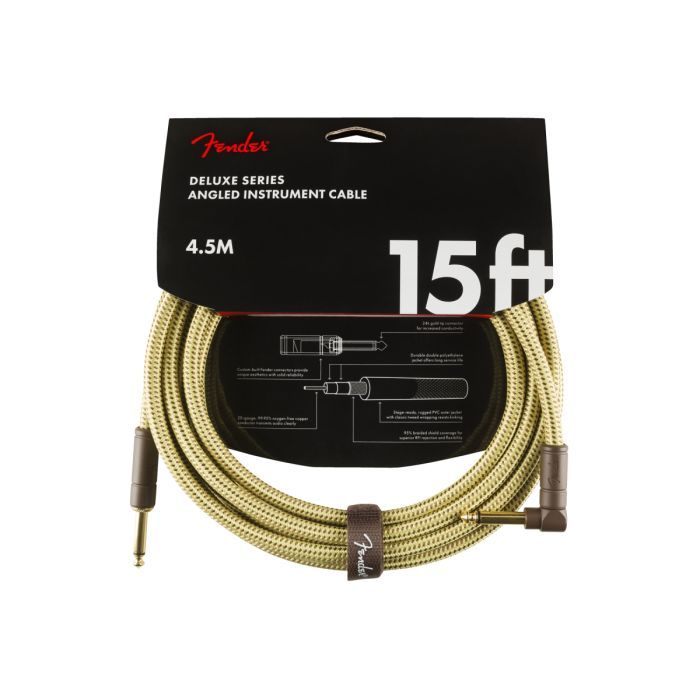 Инструментальный кабель Fender Cable Deluxe Series 15' Angled Tweed (228454)