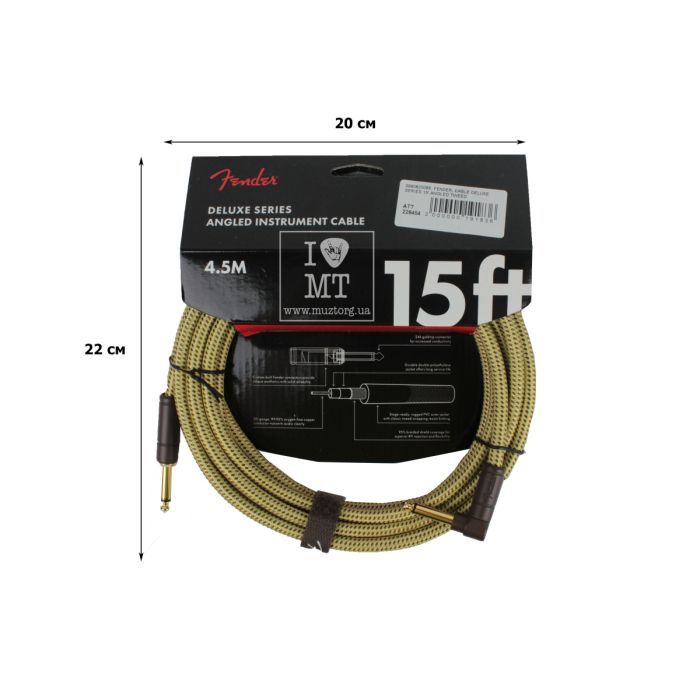 Инструментальный кабель Fender Cable Deluxe Series 15' Angled Tweed (228454) изображение 2