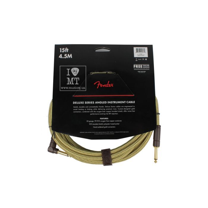 Инструментальный кабель Fender Cable Deluxe Series 15' Angled Tweed (228454) изображение 3