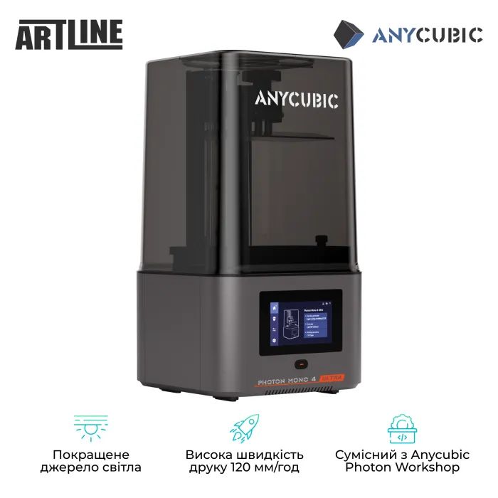 3D-принтер Anycubic Photon Mono 4 Ultra (PM4UBK0A-O) зображення 3